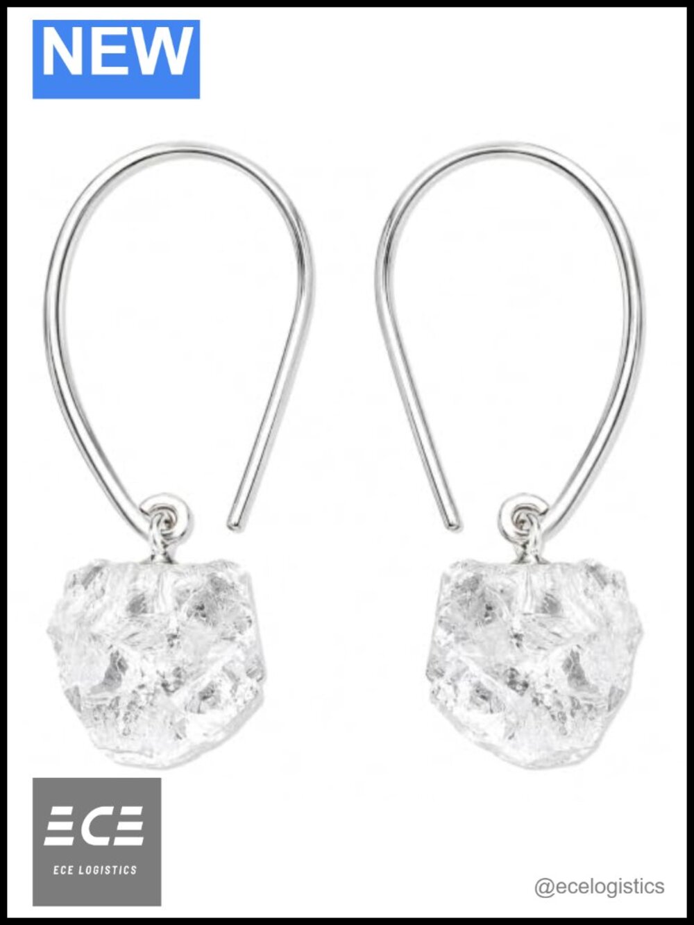 925 Sterling Silver Clear Quartz Dangle Earrings for Women